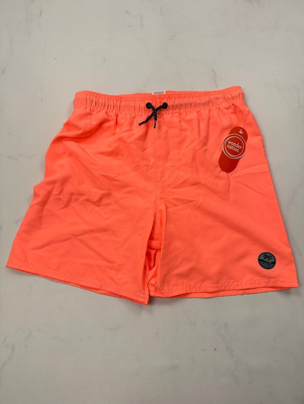Wonder Nation Swim Shorts Neon Orange Current Weekend Ready - Boys L (10-12)